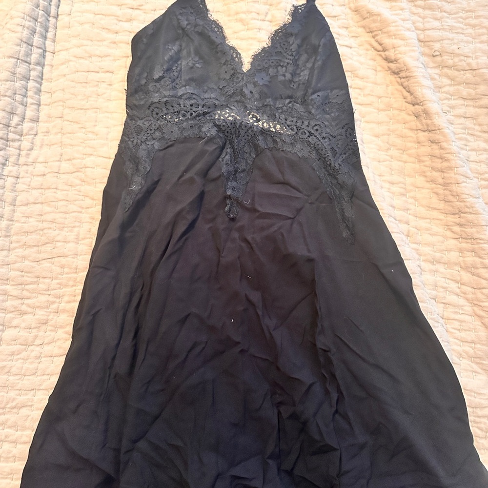 Lush Black Lace Chemise Dress